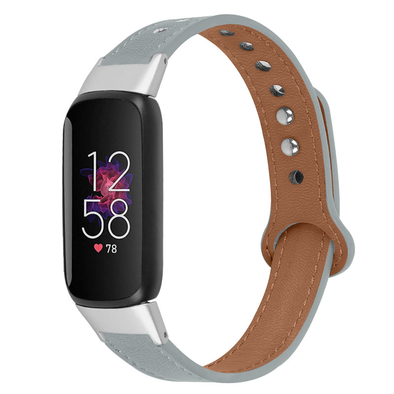 Replacement Wrist Band for Fitbit Luxe Smart Watch Adjustable Top Layer Cowhide Strap with Double Rivet Silver Connector Replacement Wrist Band for Fitbit Luxe Smart Watch Adjustable Top Layer Cowhide Strap with Double Rivet Silver Connector